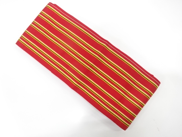 JAPANESE KIMONO / ANTIQUE HANHABA OBI / SILK / CHIKUZEN HAKATA / WOVEN STRIPE